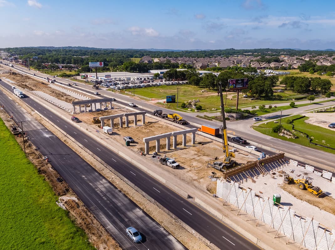 Aerial — highway bridge work